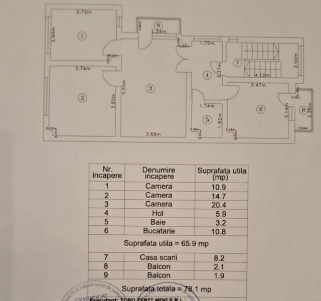 Apartament in vila / 3 camere și dependințe / Liber / Finisat