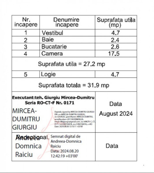Garsoniera Costin Georgian/Stradal/Disponibilitate imediata
